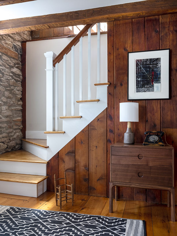 Historic farmhouse stairs.