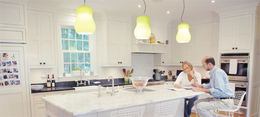 Janet Lasley and Marc Brahaney in the roomy kitchen