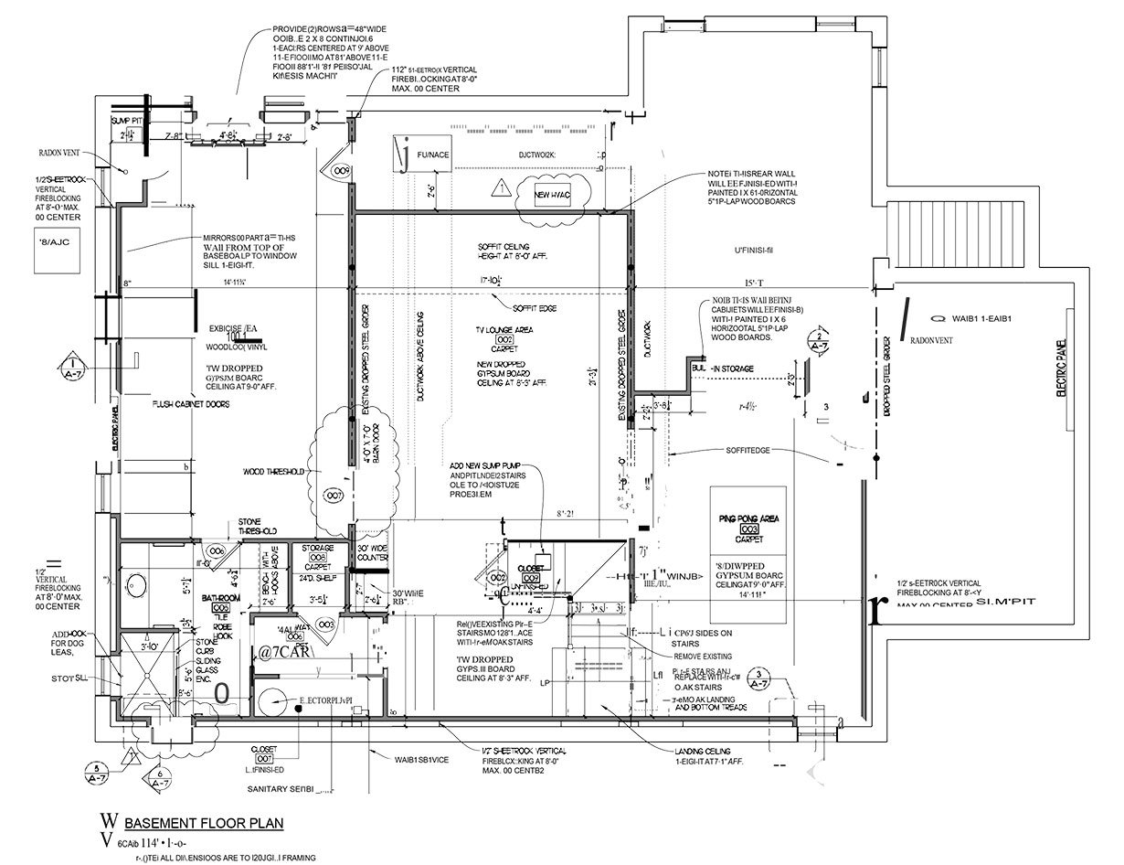 Basement renovation floor plan.
