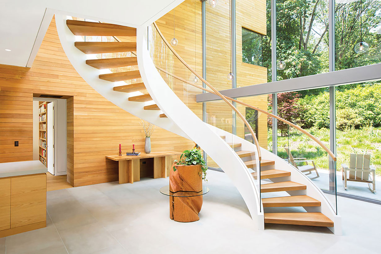 Modern floating staircase.