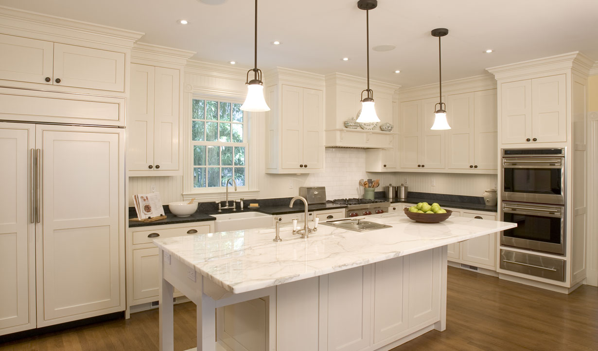 All white kitchen designed by architect firm Lasley Brahaney Architecture + Construction in Princeton, NJ