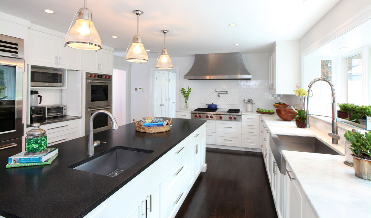 Black and white kitchen by architect firm Lasley Brahaney Architecture + Construction in Princeton, NJ